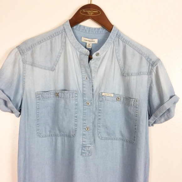 NWT Calvin Klein Jeans Chambray Shirt Dress Sz XS - Picture 3 of 7